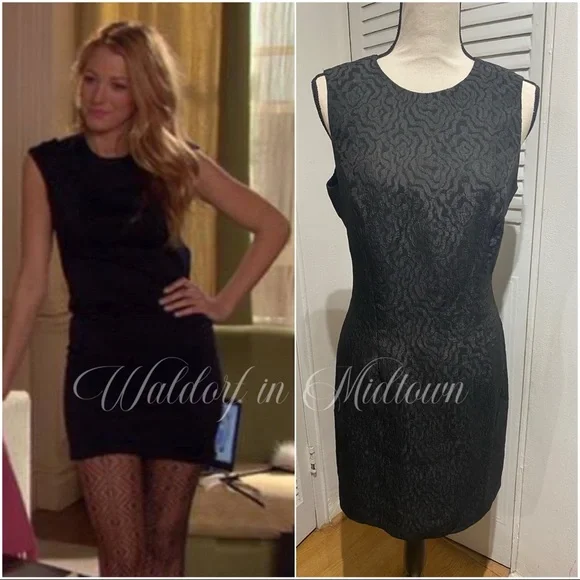 ASO SERENA VAN DER WOODSEN STRAPLESS BLACK BROCADE DRESS - Medium - Picture 1 of 13